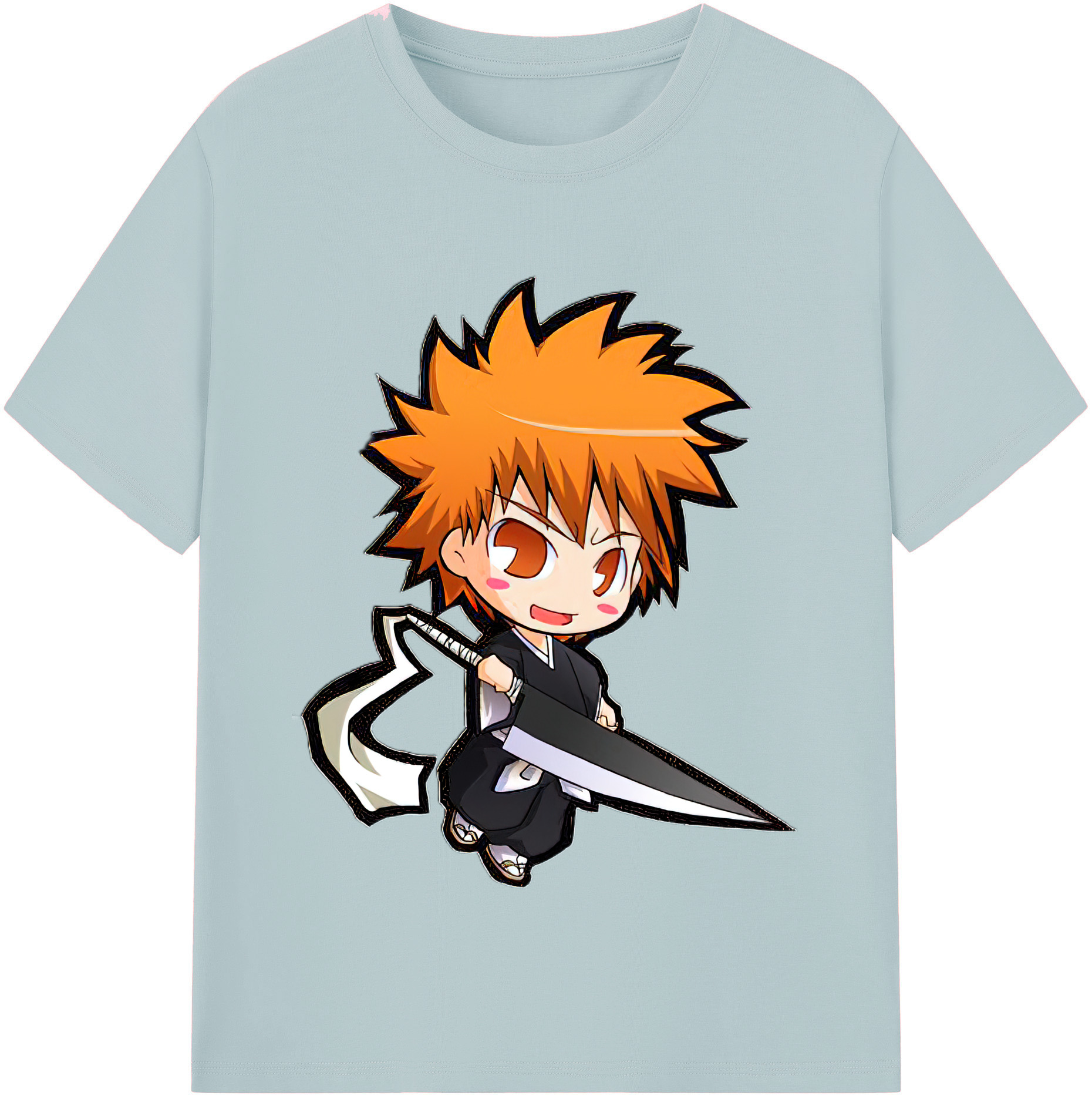 （画像用） ブリーチ 黒崎一護（くろさき いちご）BLEACH Kurosaki Ichigo 綿100％半袖Tシャツ（フロントプリント）